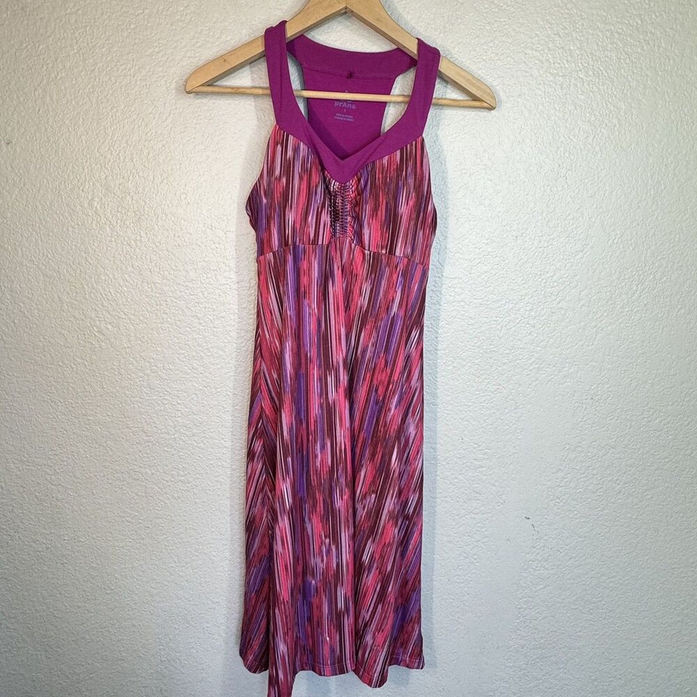 PrAna Shauna Dress Azalea Rainblur Stretch Active Sundress Built in Bra Women S